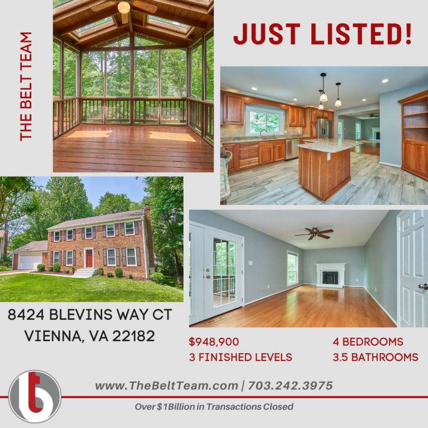 8424 Blevins Way Ct, Vienna VA 22182 – Just Listed by The Belt Team!